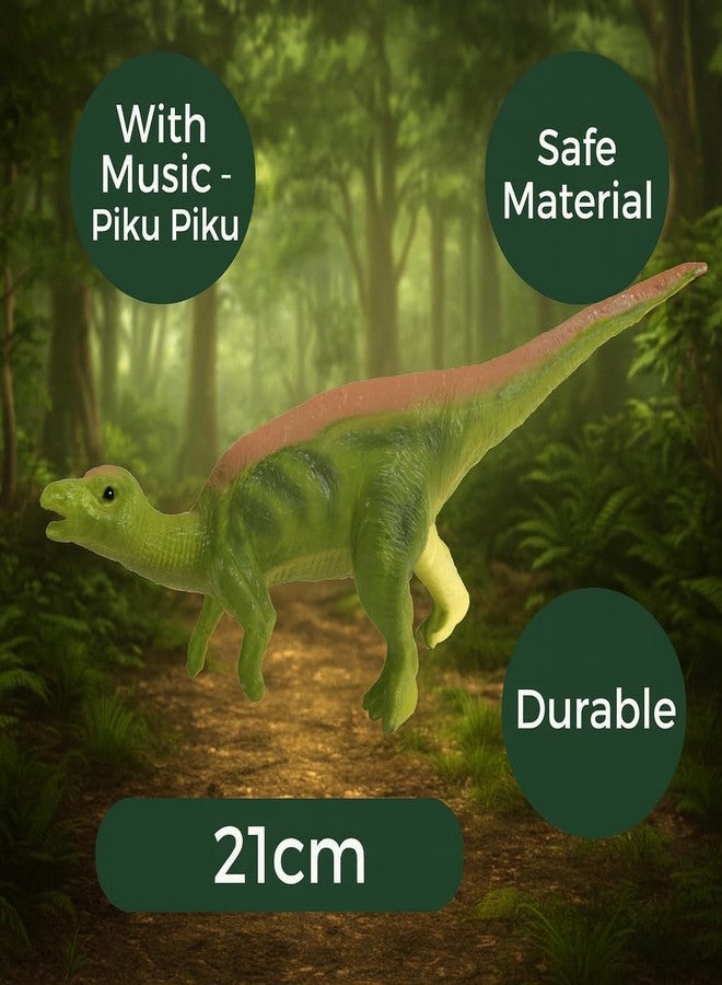 DTR Creation Iguanodon Dinosaur Toy with Sound ? 21 cm Realistic Green Dino Figure | Prehistoric Animal Toy with Piku Piku Music | Fun Collectible Pack-of-1 - Image 5
